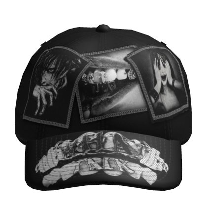 Grunge Distressed Punk Black Cap Roblox item