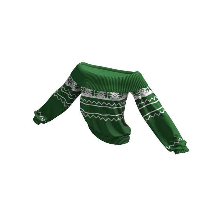 Green Christmas Knitted Off Shoulder Sweater