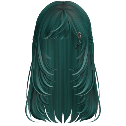 Long Layered Side Bang Hair - Teal