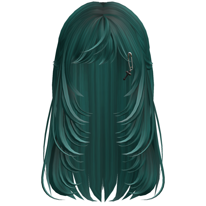 Long Layered Side Bang Hair - Teal