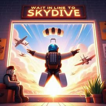 Wait In Line To Skydive Simulator