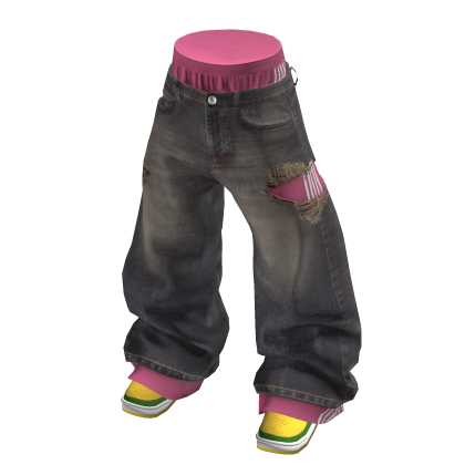 💗Y2K DOUBLE-LAYER RIPPED BAGGY JEANS_A.BROWN/P thumbnail