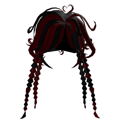 Black and Red Braided Twintails with Heart Roblox item