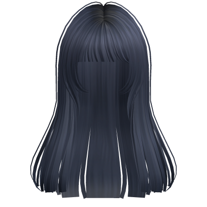 Long Straight Pretty Hime Cut Hair Dark Blue Roblox item
