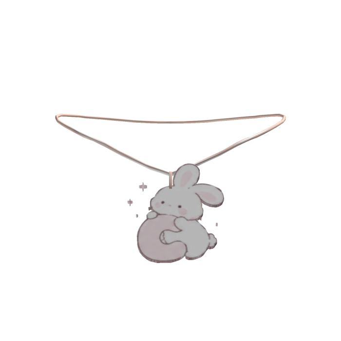 cute c pink bunny initial necklace 3.0