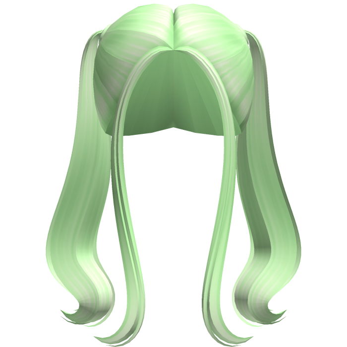 -',ৎ High Flowy Pigtails with Bangs in Green