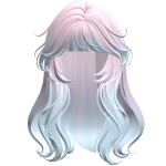 Long Kawaii Bangs Hair (Pink to Blue)