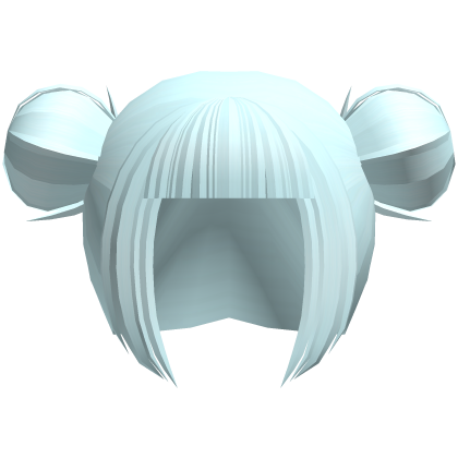 pastel blue blunt bangs messy buns