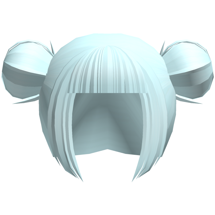pastel blue blunt bangs messy buns
