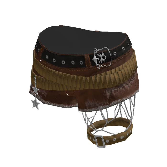 Grunge Denim Shorts w/ Leg Straps (Brown N Olive)