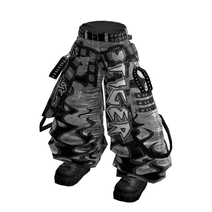Grey Cyber Baggy Jeans & Flannel