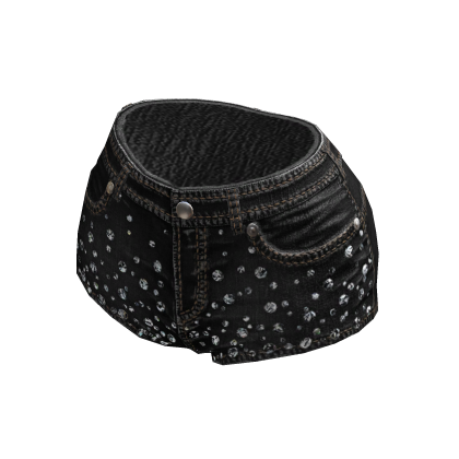 BB Black KPop Denim Gemstone Shorts thumbnail