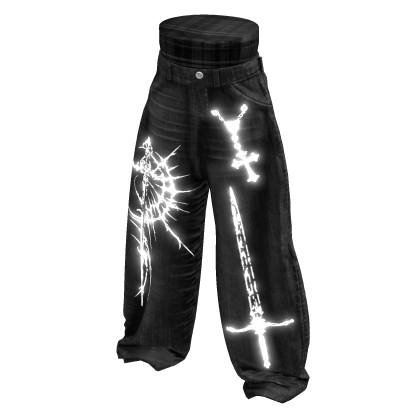 glowing cybersigilism emissive black baggy pants 4