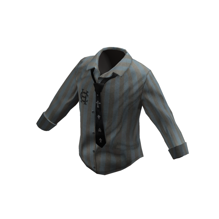 Retro Tie Button Shirt - Blue striped