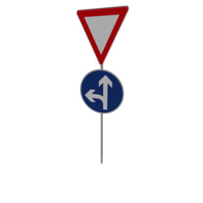 croatian sign road  straight and left turn