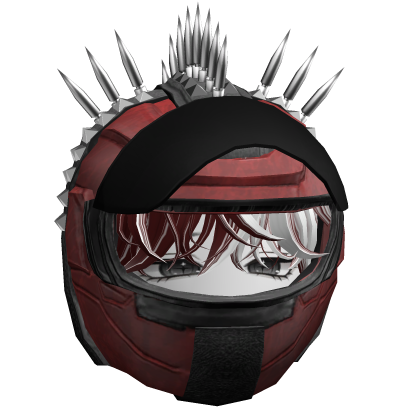 Motorcycle Helmet Emo Boy Hair White&Red V2 Roblox item