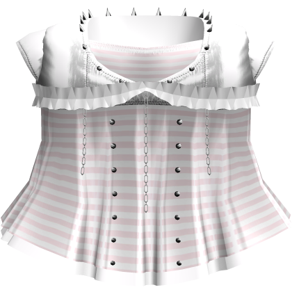 Gothic Emo Striped Pink Spiked Chain Dress
