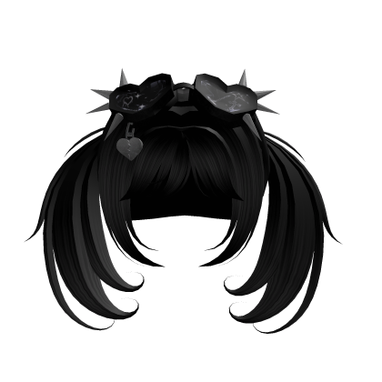 Black Spiked Heart Emo Pigtails