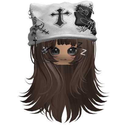 Brown Cross Beret Emo Girl Hair