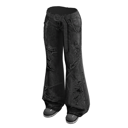 Wide-Leg Pants with Curved Seams (Black)