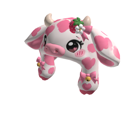 Cute Pink Strawberry Cow Plush Hood