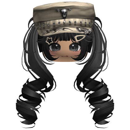 Black Skull Y2K Cap Twirly Hair