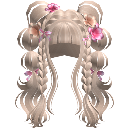 Blossoming Angelic Floral Curly Pigtails Blonde