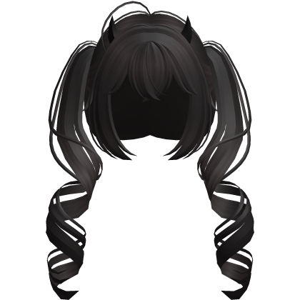 cute anime devil curly dark brown pigtails Roblox item