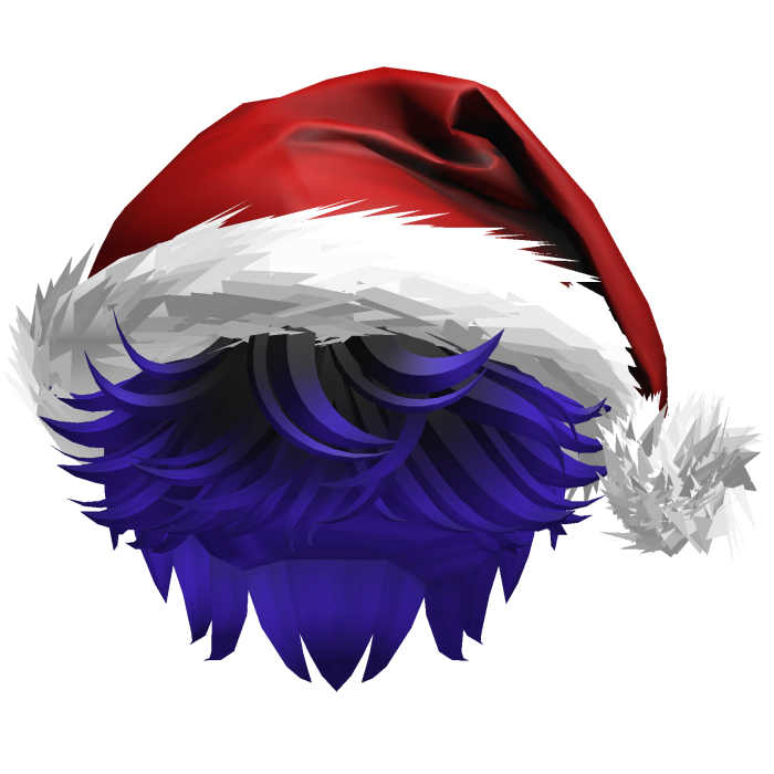 Messy Fluffy Black and Purple Hair a Santa Hat Y2k