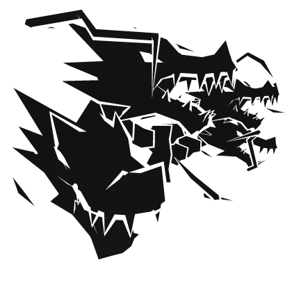 Cartoony White Lightning Dragon Heads