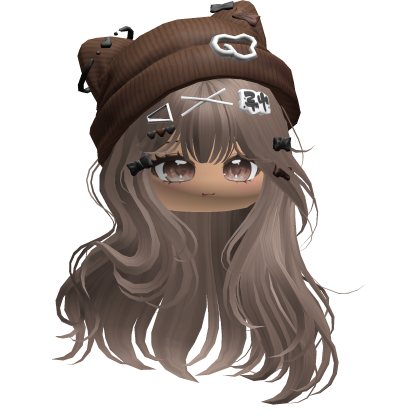 Cute Anime Girl Hair w/Cat Beanie (Light Brown) Roblox item