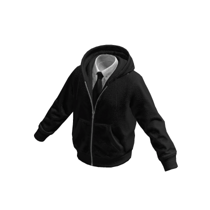 Black-White Layered Hoodie w/ Shirt & Tie 