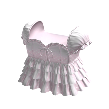 3.0 Pink Cute Ruffled Doll Dress Polka Dot Angel