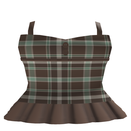 ♡ cute buttoned plaid dress in chocolate mint :3 Roblox item