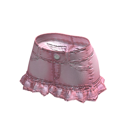 Y2K Baby Pink Denim Ruffled Miniskirt thumbnail