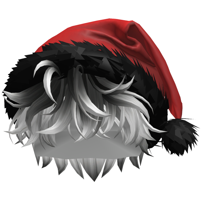 Black Silver Hair Santa Hat