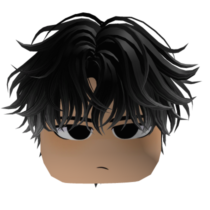 Messy Black Hair w Intimidating face Roblox catalog item