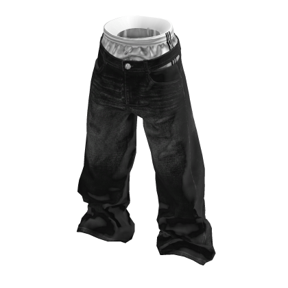💗Y2K LAYERED BAGGY JEANS_BLACK