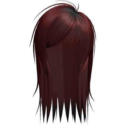 cute messy side part scene hair in red Roblox item
