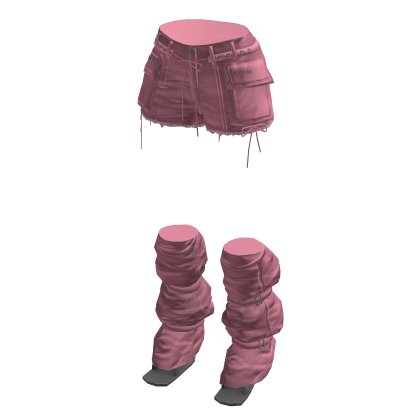 Y2K Cargo Shorts w/ Slouchy Leg Warmers (Pink)