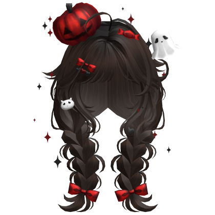 Halloween Cute Pumpkin Braids (Dark Brown) Roblox item