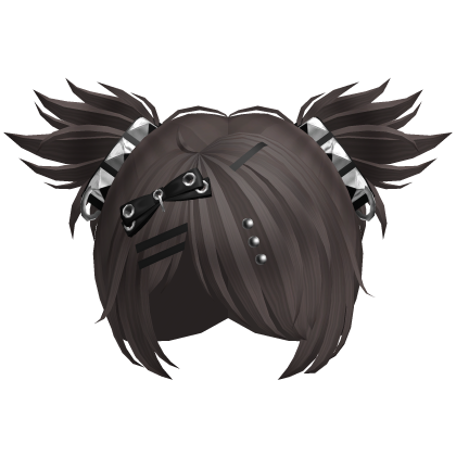 ♡ : grunge dark brown rockstar spiky emo pigtails Roblox item
