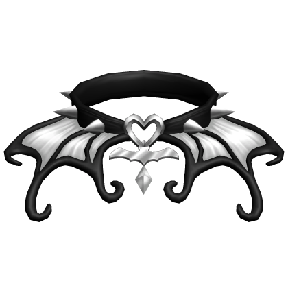 White Gothic Batwing Spiked Heart Choker