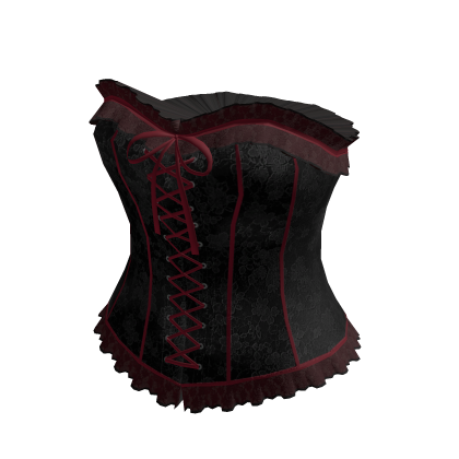 Lace-Up Corset Top with Contrast Trim (Black/Red)