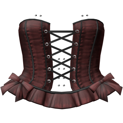 Burgundy Emo Moe Gothic Lace-Up Ruffle Corset