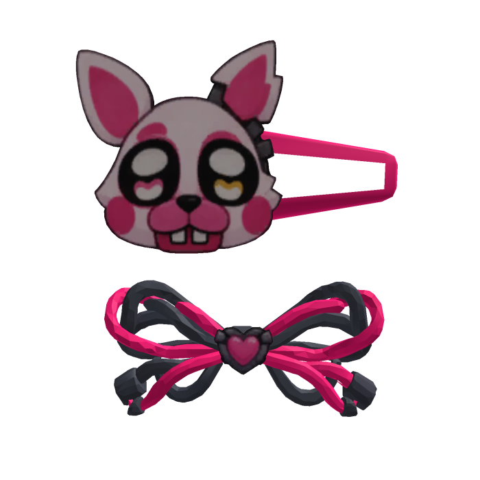 Wired Pink/Gray Mangle Heart Bow Hairclip FNAF
