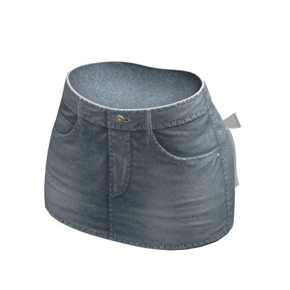Denim Mini Skirt Blue Jean Y2K Chibi Chic Ribbons