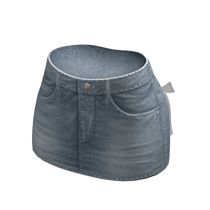 Denim Mini Skirt Blue Jean Y2K Chibi Chic Ribbons