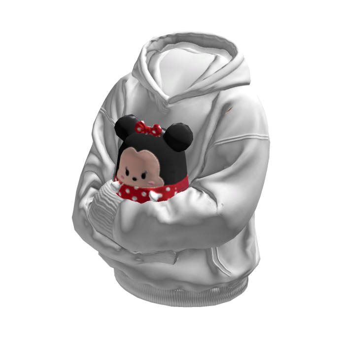 Cute Mouse Holdable Huggable Sweater White Hoodie