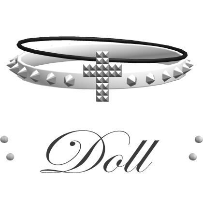 ♡ : alt emo studded cross doll choker in white thumbnail